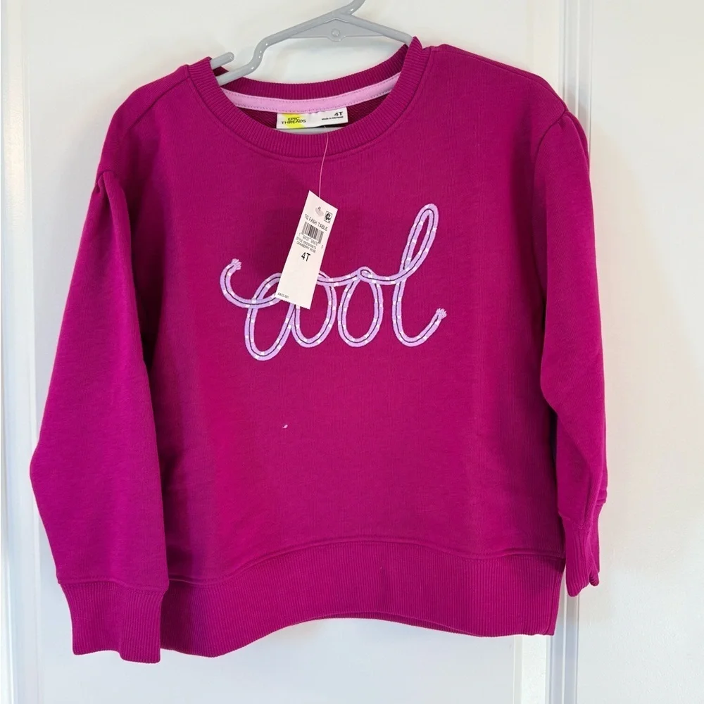 Epic Threads Magenta&Pink Sweatshirt and Long Sleeve Leopard Print top (Size 4T)